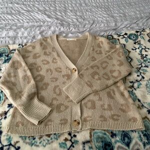 C&C California Beige Leopard Cardigan